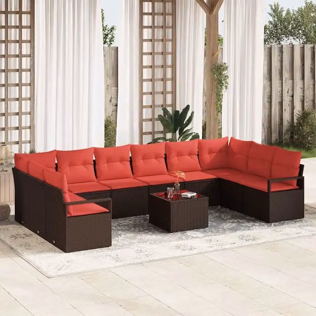 Set di divani 11 pz Marrone polyrattan 3346574