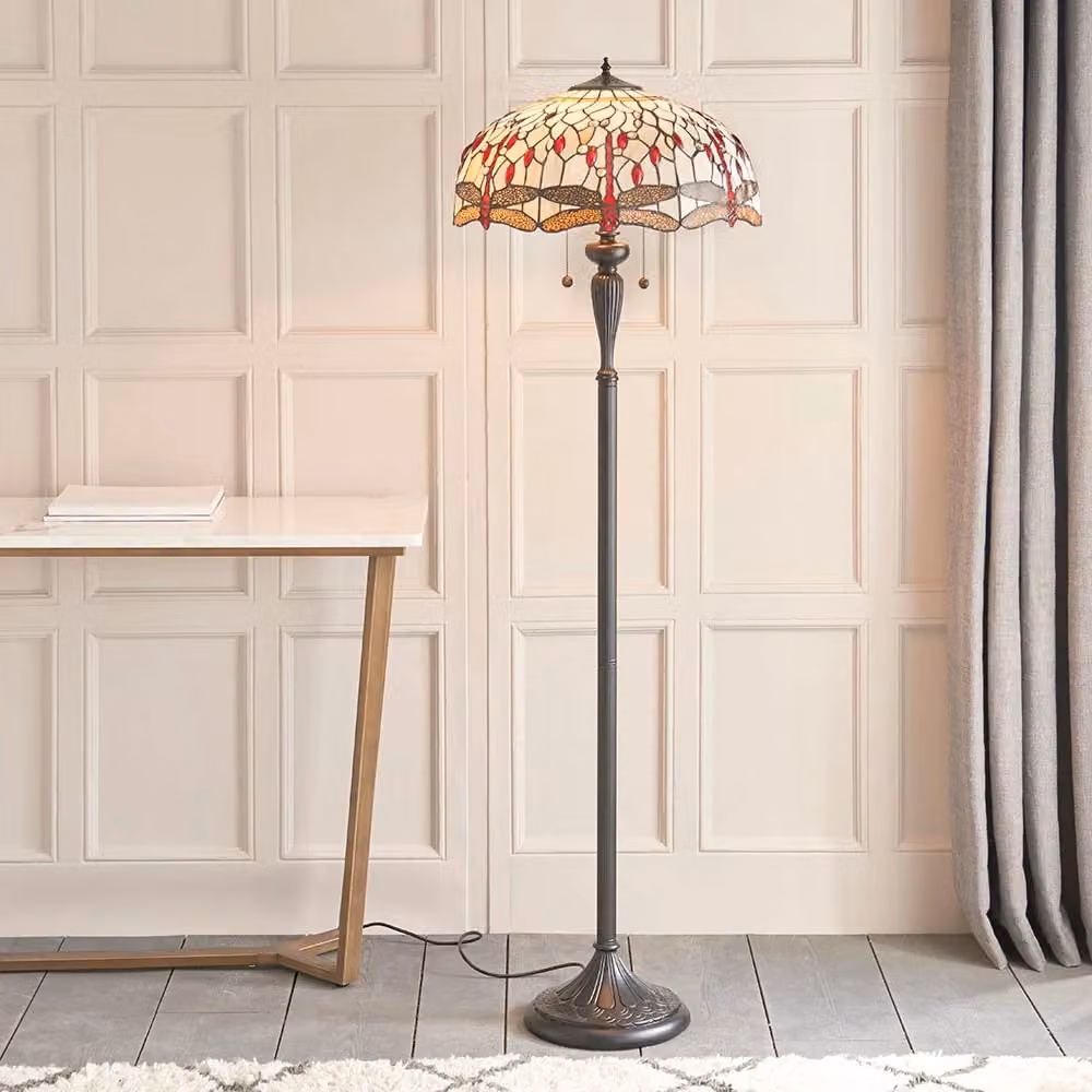 Lampada da terra Tiffany Dragonfly multicolore in stile Art Nouveau con tiranti, H: 156 cm, L: 50 cm, P: 50 cm – 2
