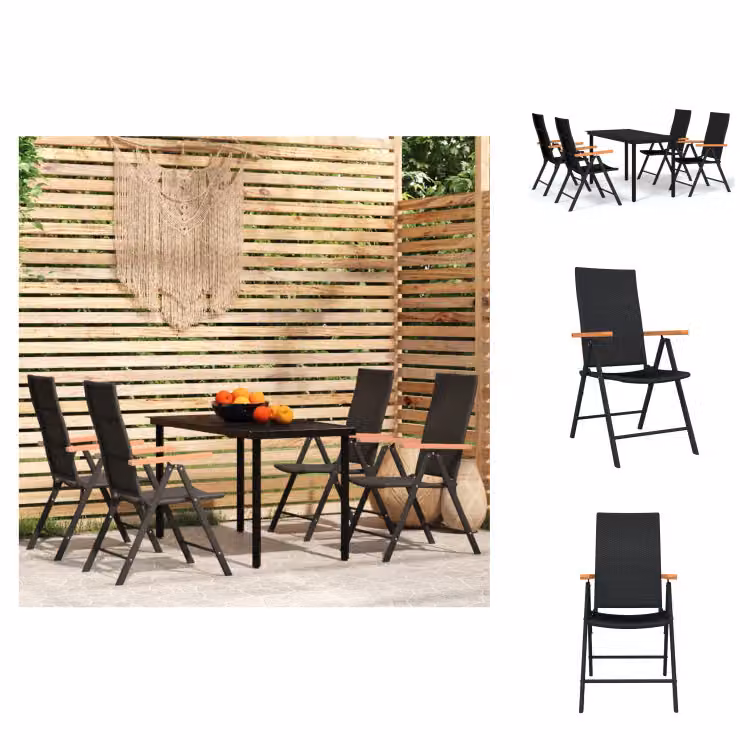 vidaXL Set da pranzo da giardino 5 pezzi nero - Set di mobili da giardino