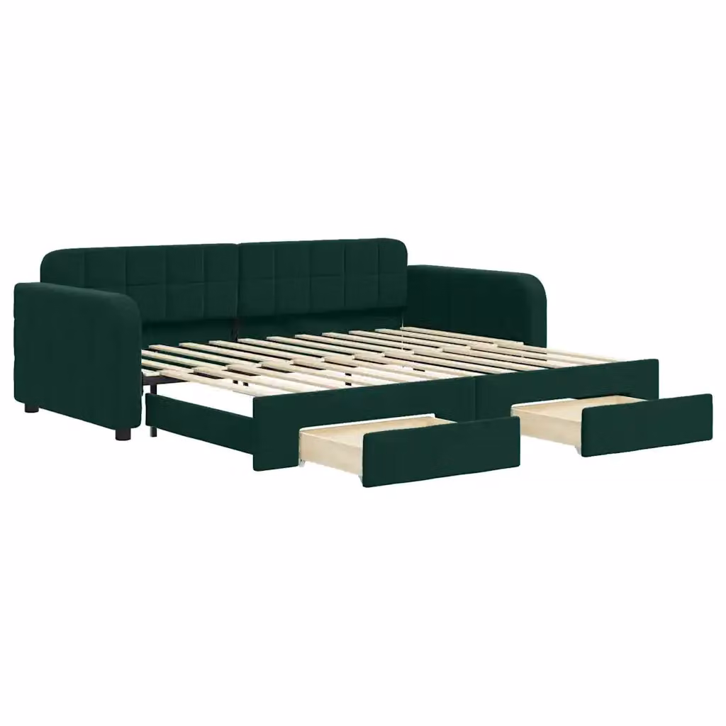 Divano Letto Estraibile con Cassetti vidaXL in Velluto Verde Scuro L/P/H: 224 x 90 x 71 cm – 2