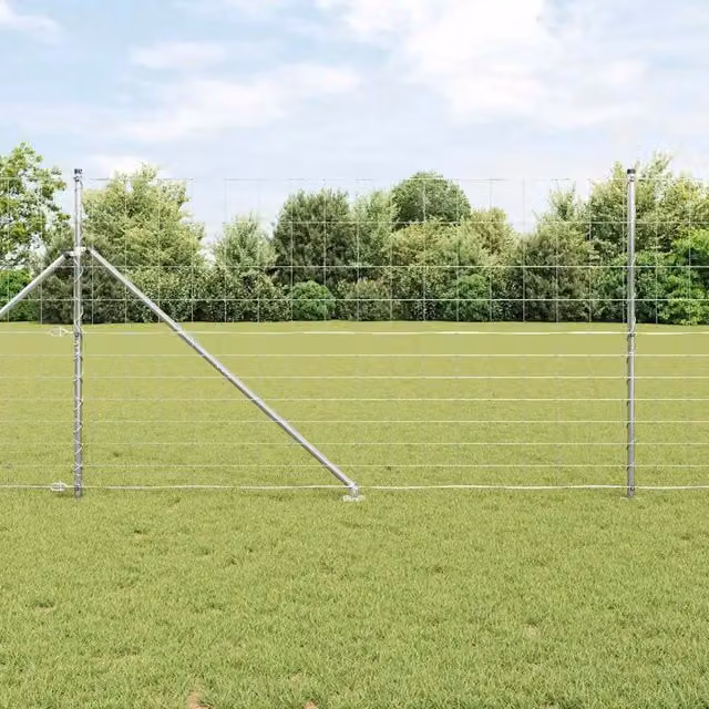 Recinzione in rete saldata con punte vidaXL in acciaio zincato argento, L: 25 m, H: 1,4 m – 1