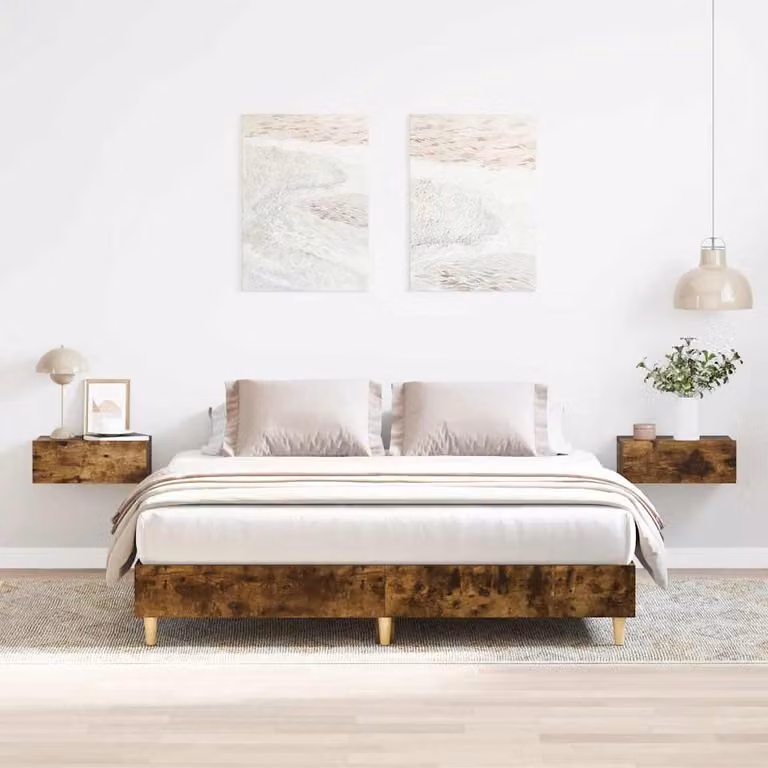 vidaXL Giroletto senza Materasso in Rovere Fumo, L/P/H: 203 x 153 x 150 cm