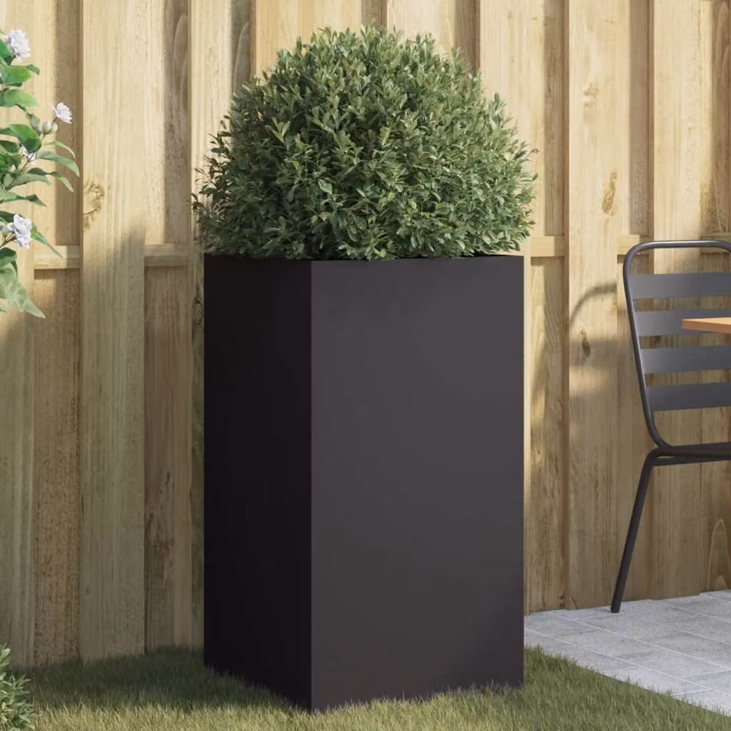 Fioriera vidaXL in acciaio nero per giardino ornamentale L/P/H: 42 x 38 x 75 cm