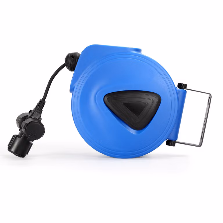 Jopassy 20m avvolgicavo di alimentazione prolunga cavo presa avvolgicavo automatico con funzione di riempimento per montaggio a parete con 3 prese