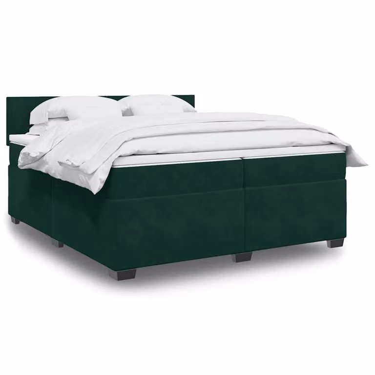 Giroletto a molle con materasso vidaXL in velluto verde scuro, L/P: 200 x 200 cm