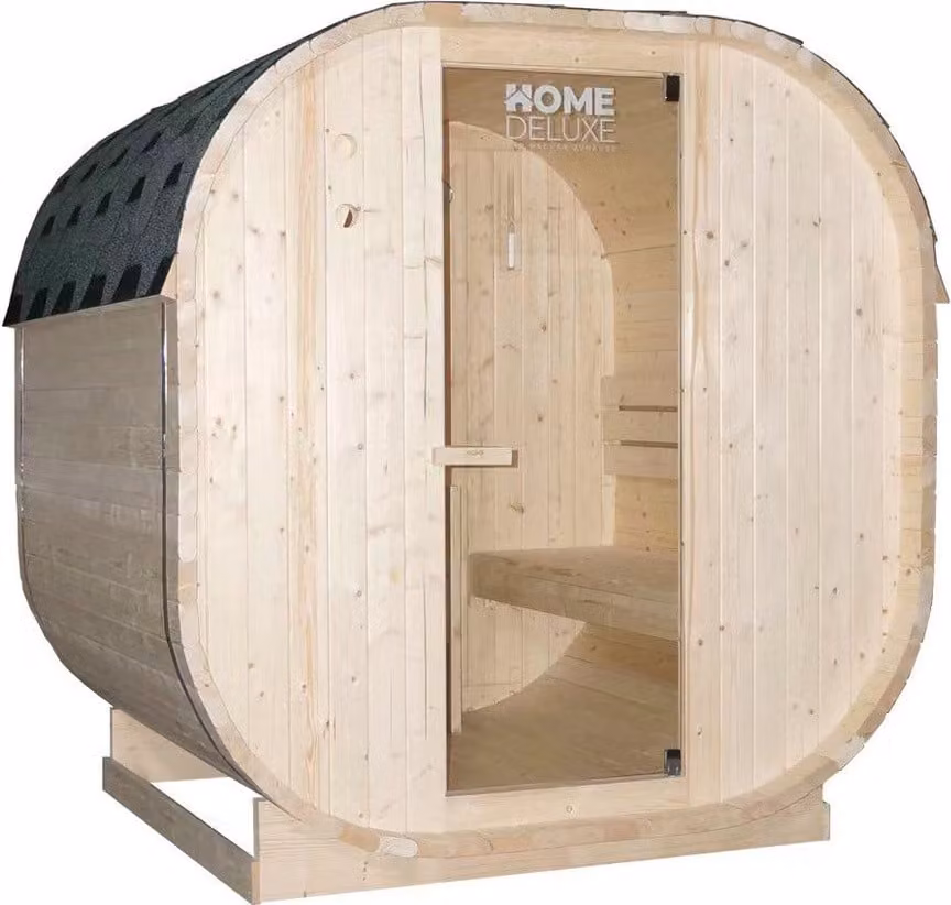 Home Deluxe - Sauna da esterno CUBE L - dimensioni: ca. 194 cm x 185 cm x 180 cm, legno: abete rosso - incl. riscaldatore sauna e accessori sauna I Sauna da giardino, sauna da esterno, sauna a botte per 4 persone