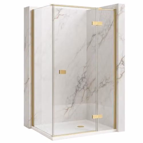 Rea - Cabina Doccia, Atlas 100X90, Scotch Dorato Giusto Trasparente 6Mm