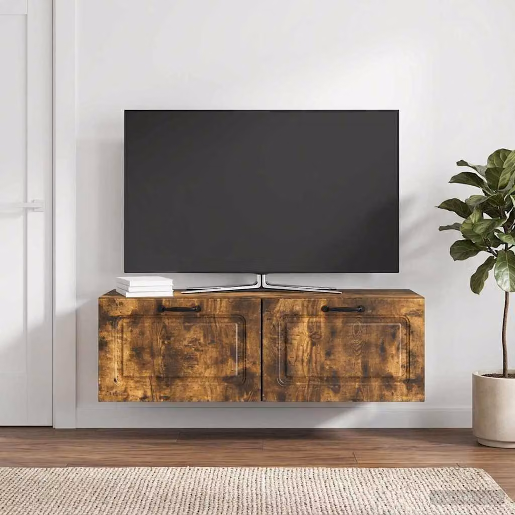 vidaXL Mobile Porta TV da Muro Moderno in Rovere Fumo, L 98 x P 31 x H 30 cm