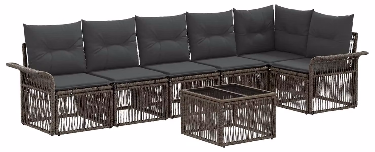 Set Divano da Giardino 7 pcs Grigio polyrattan