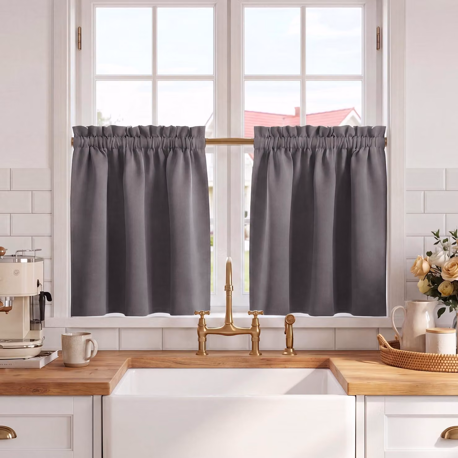 Tende oscuranti, set di 2 pezzi, 90 x 80 cm, colore grigio