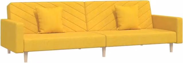 Divano letto | Sof¨¤ letto | Letto singolo a 2 Posti con 2 Cuscini Giallo in Tessuto