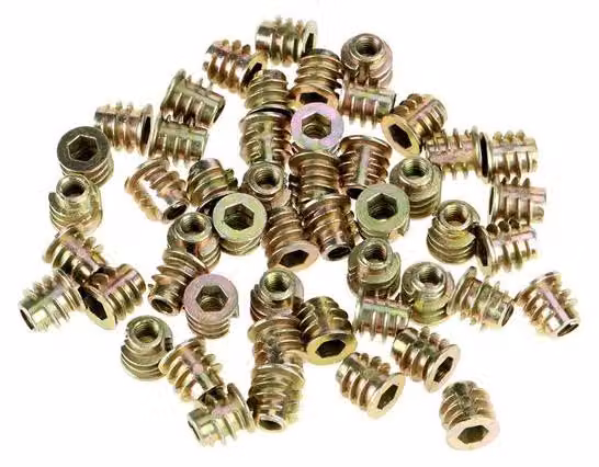 Inserti filettati esagonali in lega di zinco resistente, 8 mm. Inserti per mobili, confezione da 50 pezzi, ideali per lavori in legno
