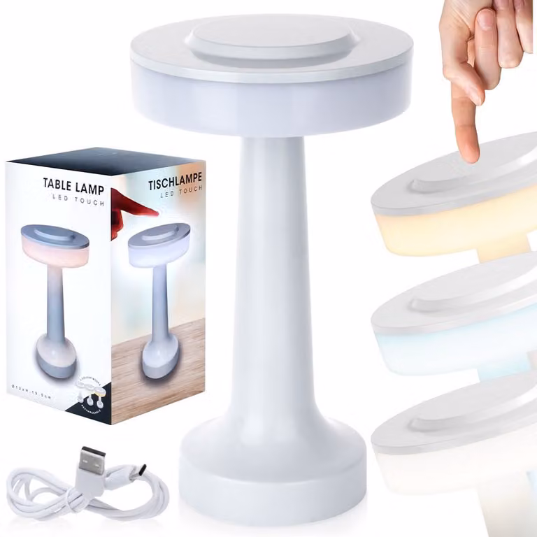 Vilde LED lampada da tavolo Lampada da tavolo Lampada da comodino Lampada da ufficio LED bianco senza fili con 3 funzioni dimmer 21 cm