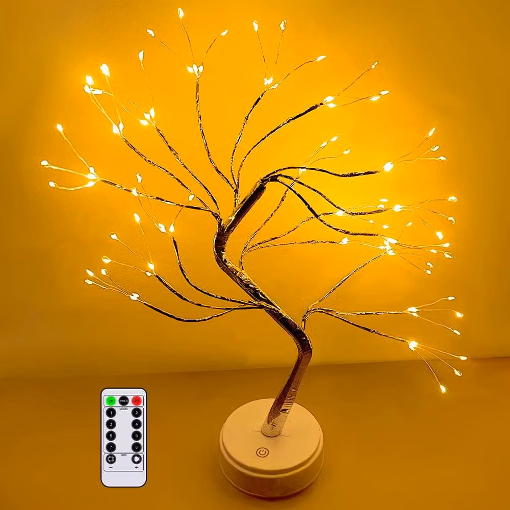 Lampada a LED a forma di bonsai, con 108 LED bianco caldo, alimentazione tramite USB, con telecomando