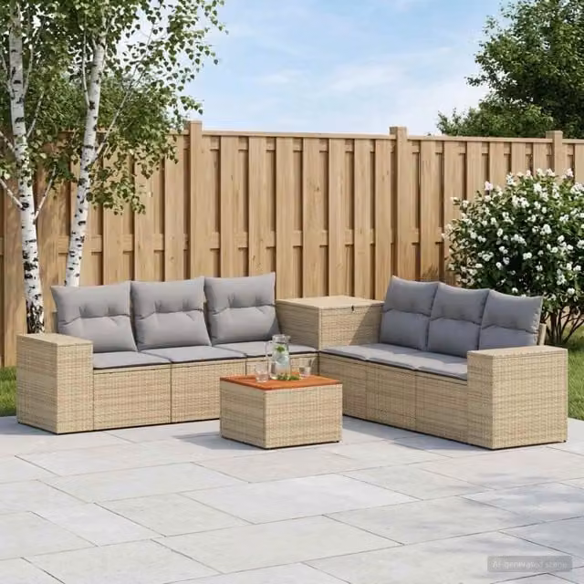 Set di divani 8 pz Beige e Grigio Chiaro 55 x 55 x 37 cm 3448505