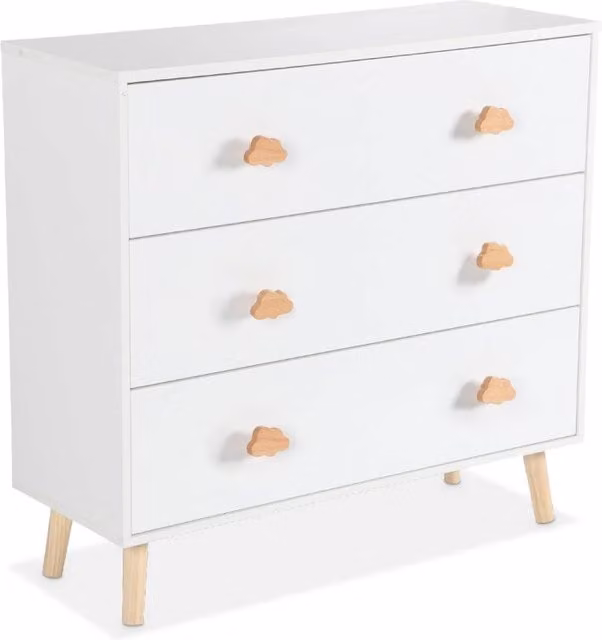 Cassettone per bambini Sweeek in legno di pino bianco opaco – 1