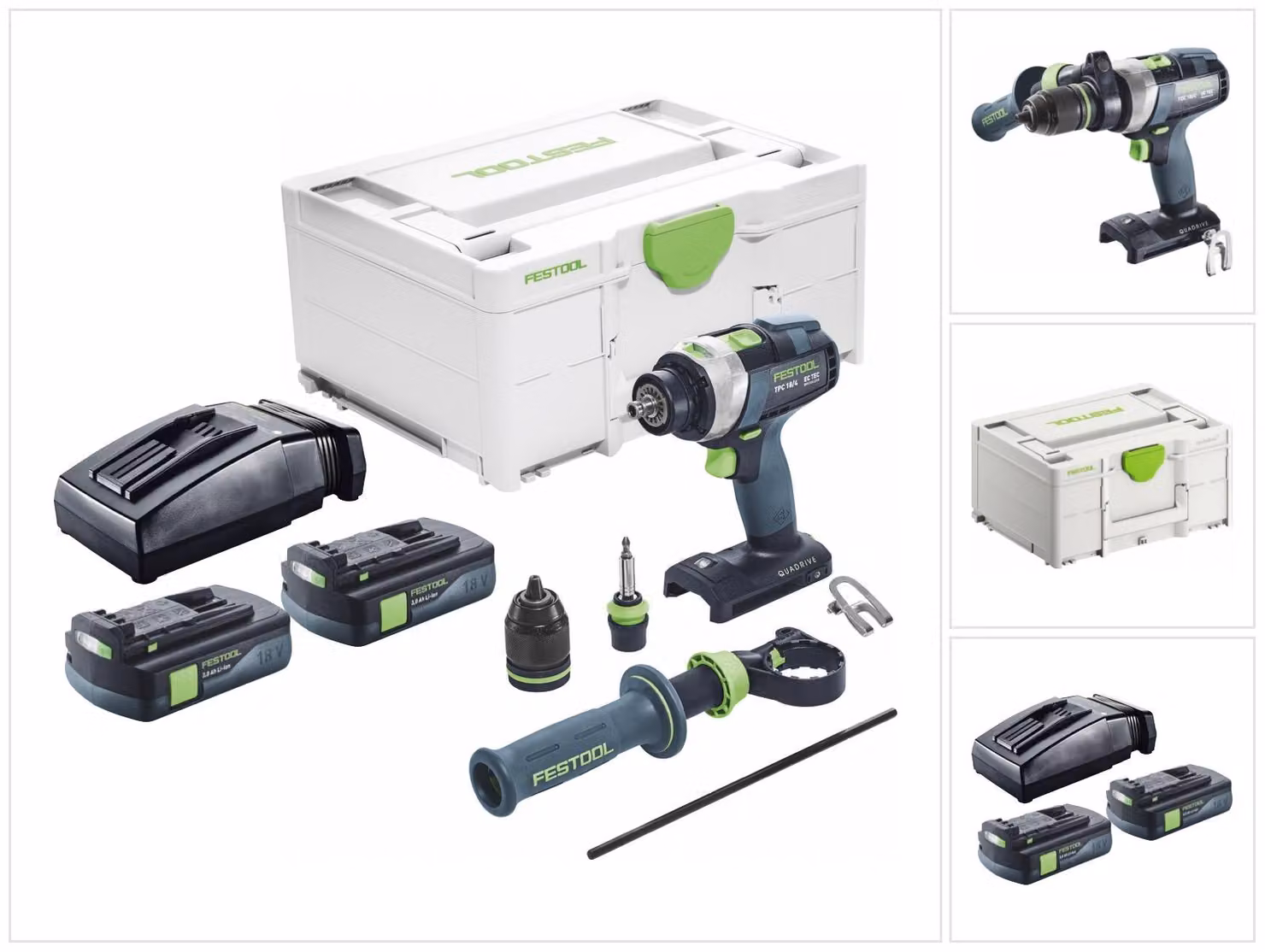 Festool TPC 18/4 I-Basic trapano a percussione a batteria 18 V 75 Nm senza spazzole + 2x batteria ricaricabile 3,0 Ah + caricatore + systainer