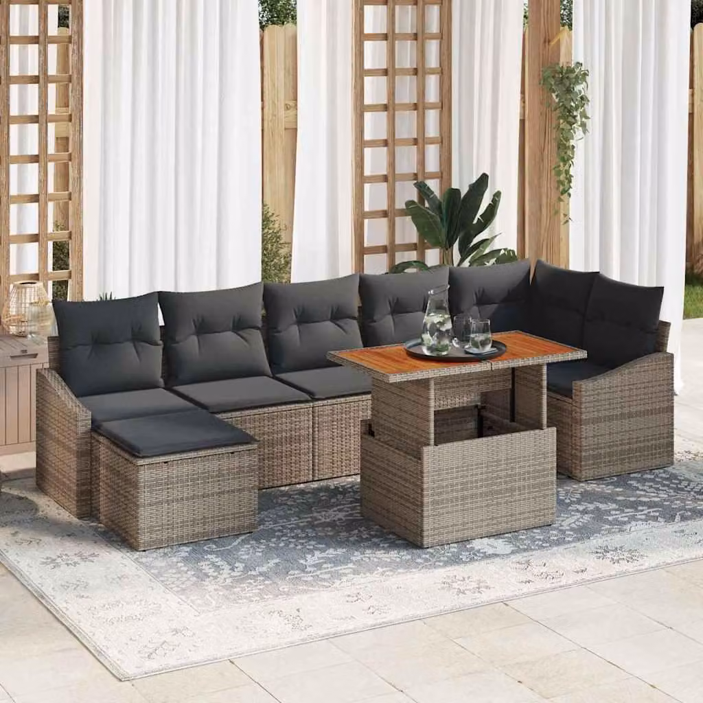 Maison Exclusive - Set di divani da giardino, 8 pezzi, grigio e marrone
