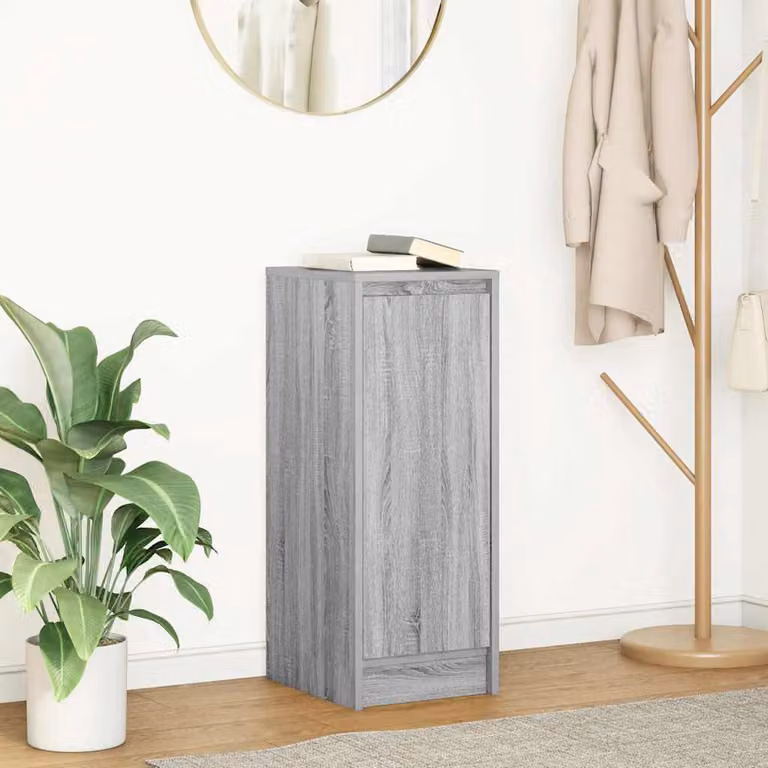 Credenza moderna vidaXL in legno multistrato e MDF, colore Grigio Sonoma, L 29,5 cm x P 34 cm x H 76 cm