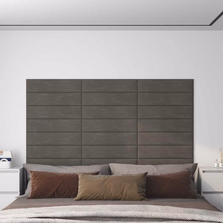 Testiera da parete vidaXL in velluto grigio scuro, set di 12 pannelli imbottiti moderni per camera da letto