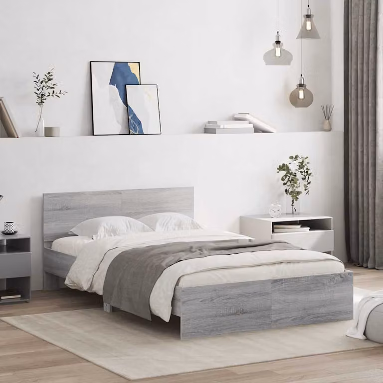 vidaXL Giroletto con Testiera Grigio, L/P/H: 120 x 200 x 125 cm