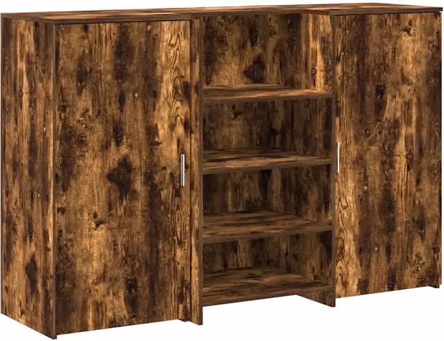 Banco Reception | Scrivania | Tavolo da Ufficio Rovere Fumo 155x50x103,5cm in Legno Multistrato