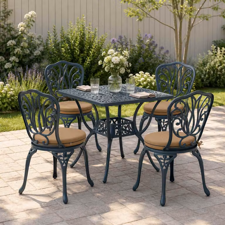 Set di 4 cuscini per sedia vidaXL in poliestere con fodera rimovibile e resistenza UV, colore grigio/beige