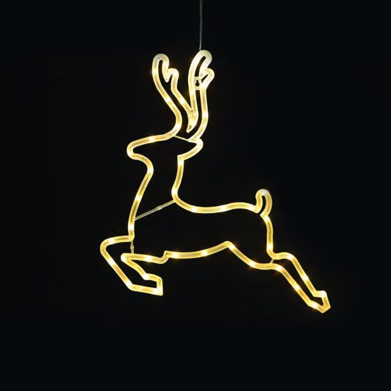 ACA Decorazione natalizia sospesa illuminata a forma di cervo, 43 LED, luce bianca calda, alimentazione a batterie (3xAA)/USB, grado di protezione IP20, 42 x 0,7 x 41 cm, X04431309