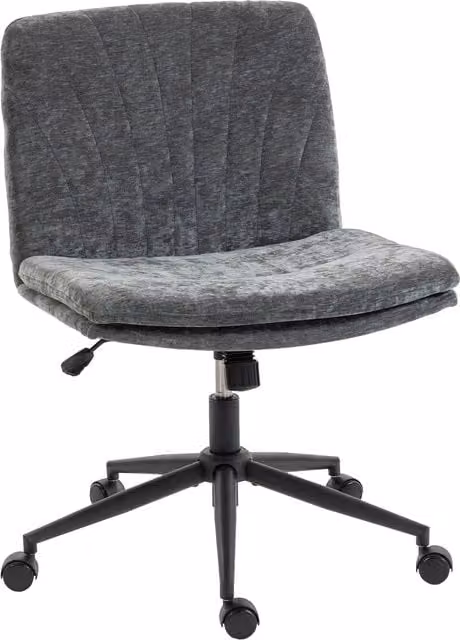 Sedia da ufficio HOMCOM con sedile largo senza braccioli, girevole e regolabile in altezza, colore grigio – 1