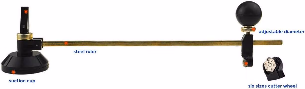 Tagliavetro circolare, diametro 80 cm, realizzato con materiali resistenti, per tagli precisi