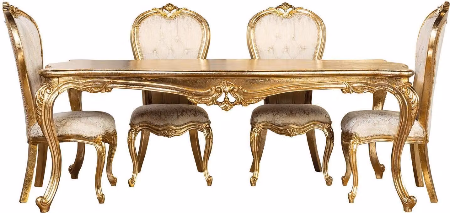 Klassischer Stuhl Esszimmer Beige Essstühle Design klassisch Luxus Stühle