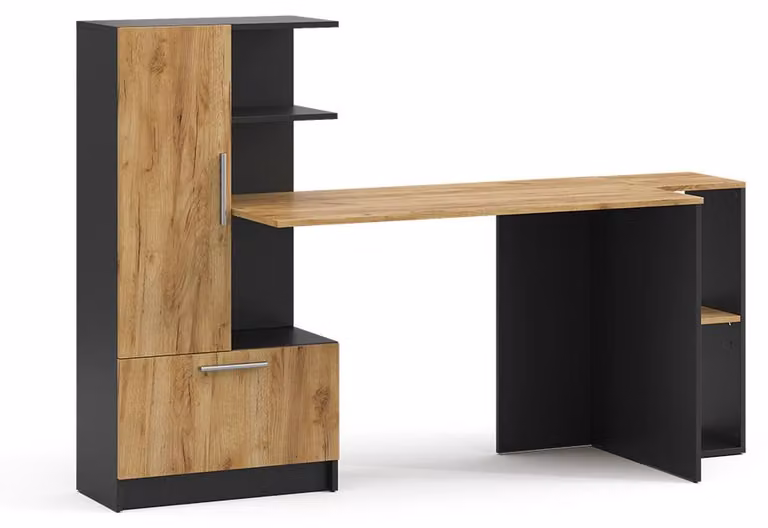 Scrivania con ripiani Vicco Tomy Antracite/Rovere dorato 150 x 59 cm Set di 2, Model 59186