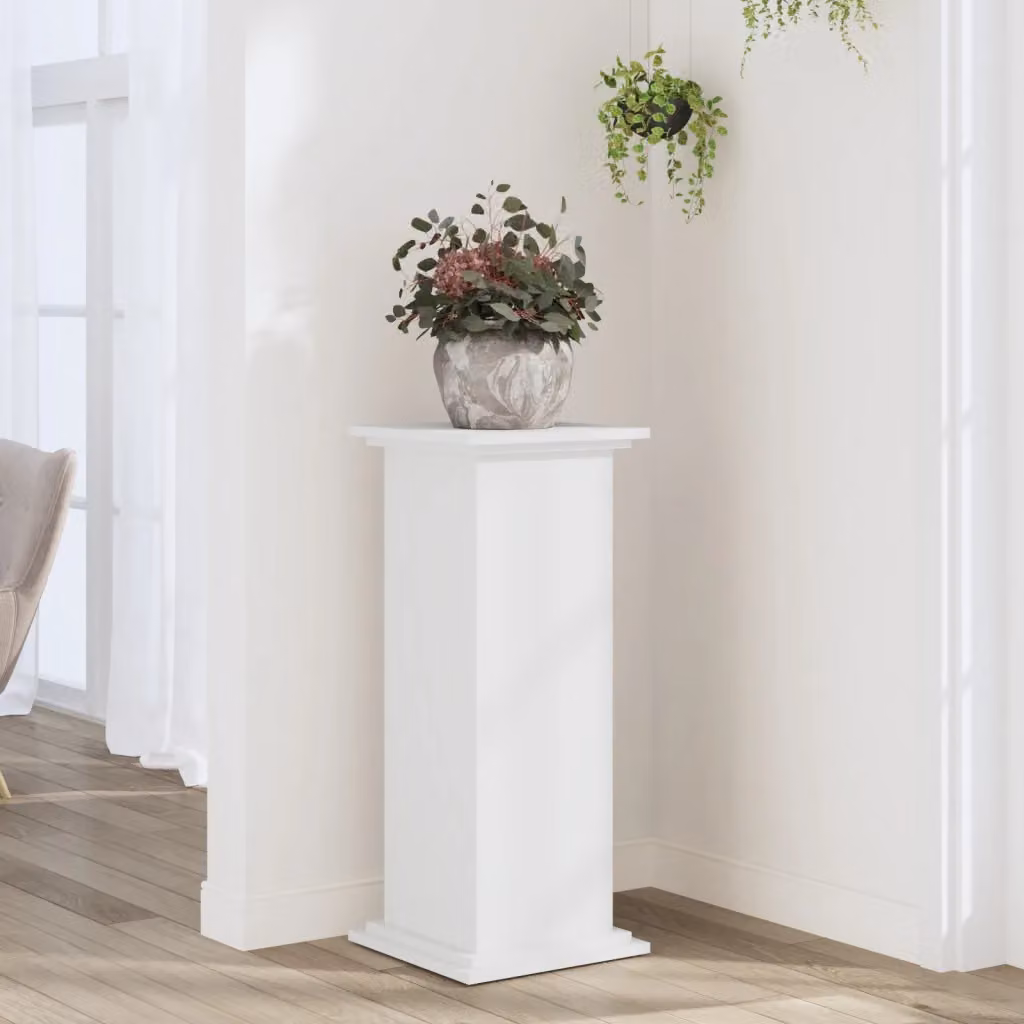 vidaXL Supporto per piante moderno in legno ingegnerizzato Bianco L/P/H: 33 x 33 x 80 cm