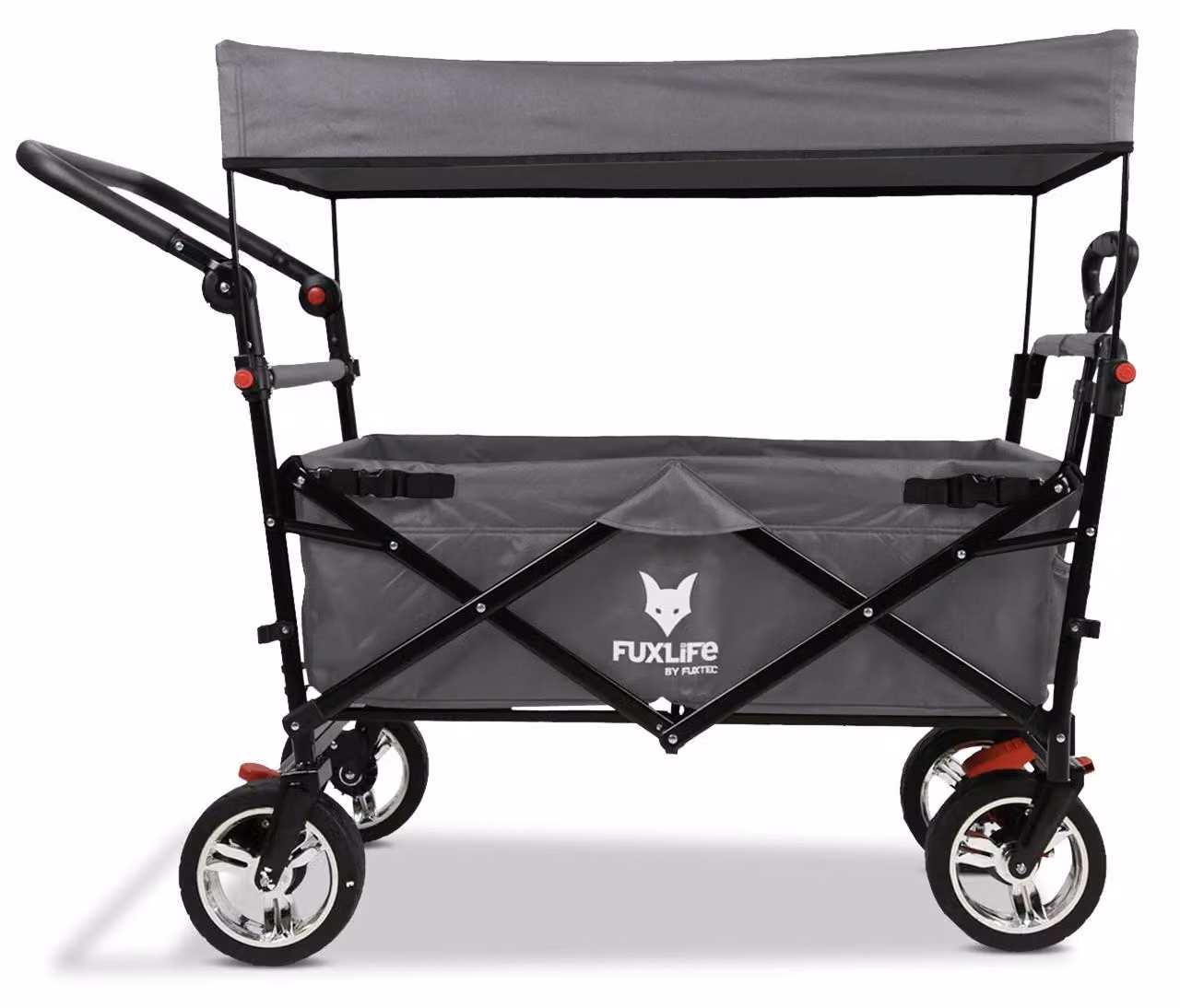 FUXLIFE by FUXTEC Carrello pieghevole FX-CT700 Grigio - carrello pieghevole per escursioni e uso quotidiano - sedile imbottito - con freni di stazionamento Grau