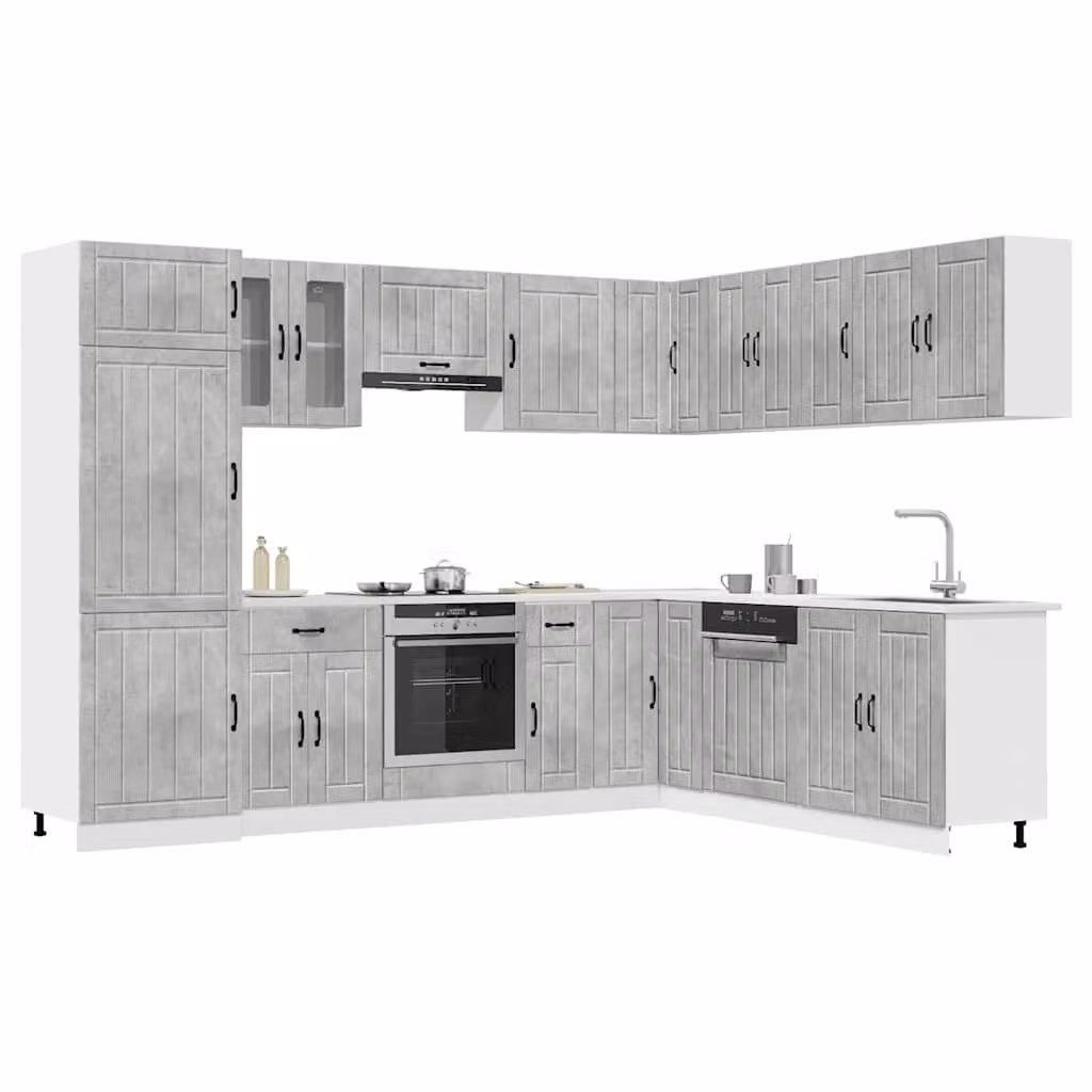 Set di mobili da cucina moderno vidaXL Lucca composto da 14 pezzi in colore grigio con finitura opaca