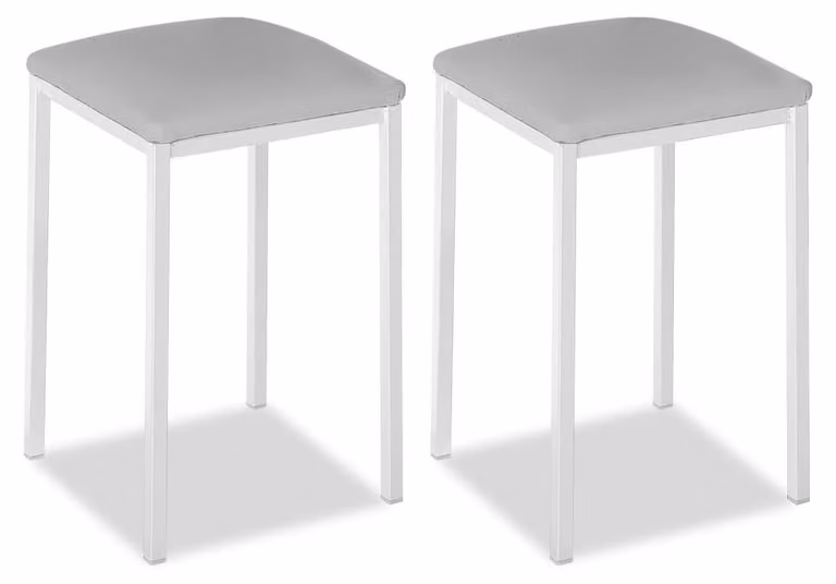 Sgabello da cucina in metallo, schienale aperto, colore grigio, dimensioni 35x35x45 cm, confezione da 2 pezzi