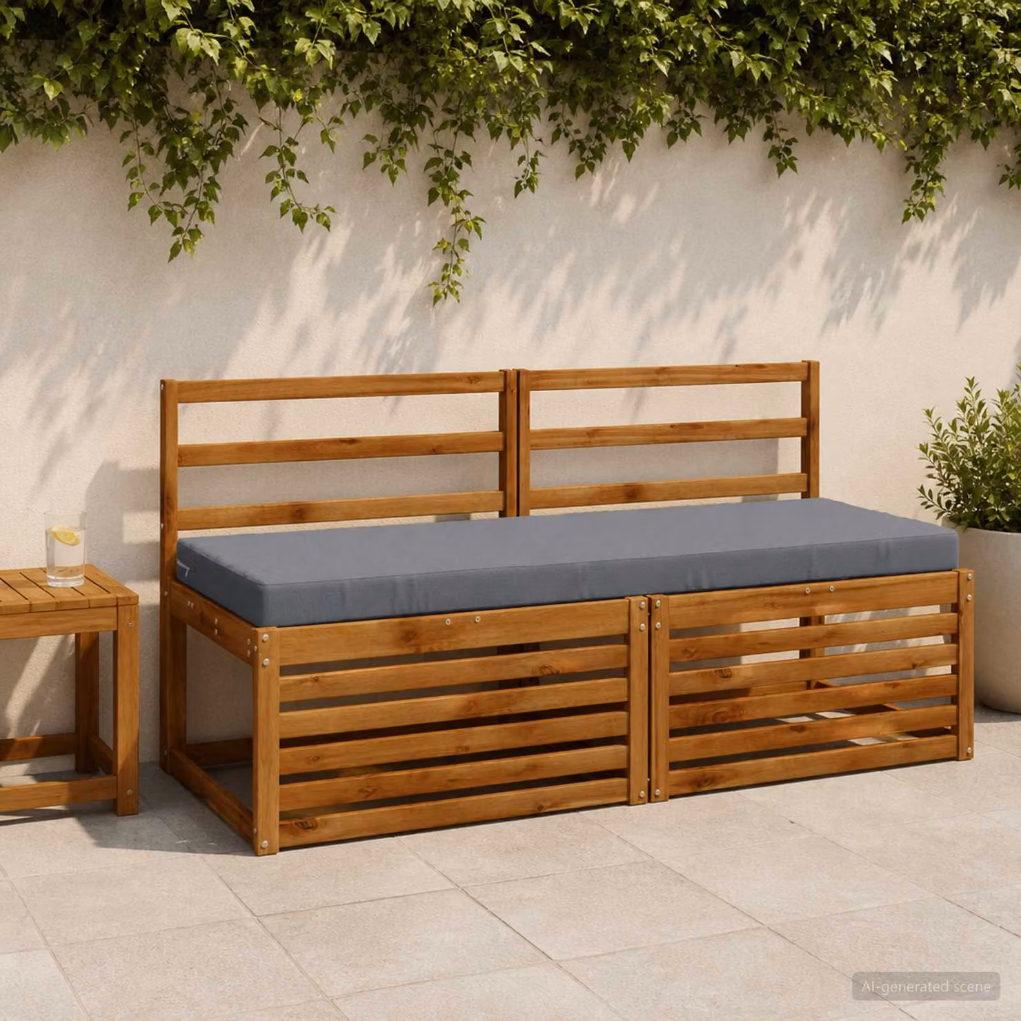 vidaXL Cuscino per panchina SOEST in poliestere blu e grigio con rivestimento rimovibile e resistenza ai raggi UV L/P/H: 150 x 50 x 8 cm