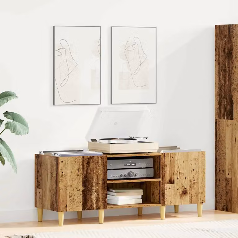 vidaXL Mobile porta vinili in legno ingegnerizzato marrone L/P/H: 121 x 38 x 48 cm