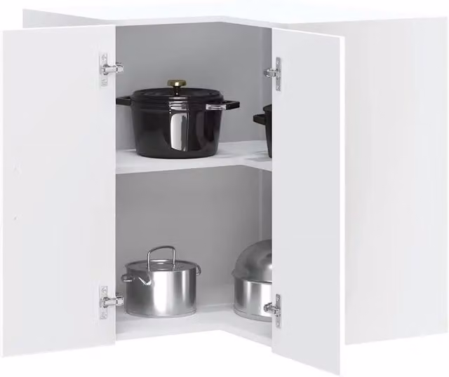 Pensile da cucina ad angolo Kalmar Design Mania bianco in legno multistrato con ante a battente e ripiani interni L/P/H: 57 x 60 x 57 cm