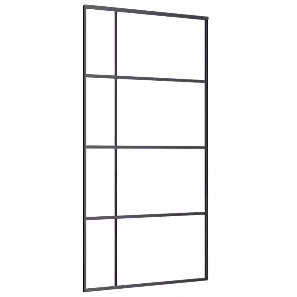 Porta Scorrevole in Vetro e Alluminio vidaXL Nera L: 102,5 cm, H: 205 cm – 2