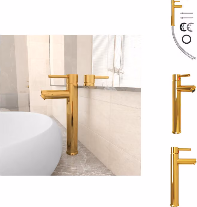 vidaXL Miscelatore da bagno Golden 12x30 cm - Rubinetti