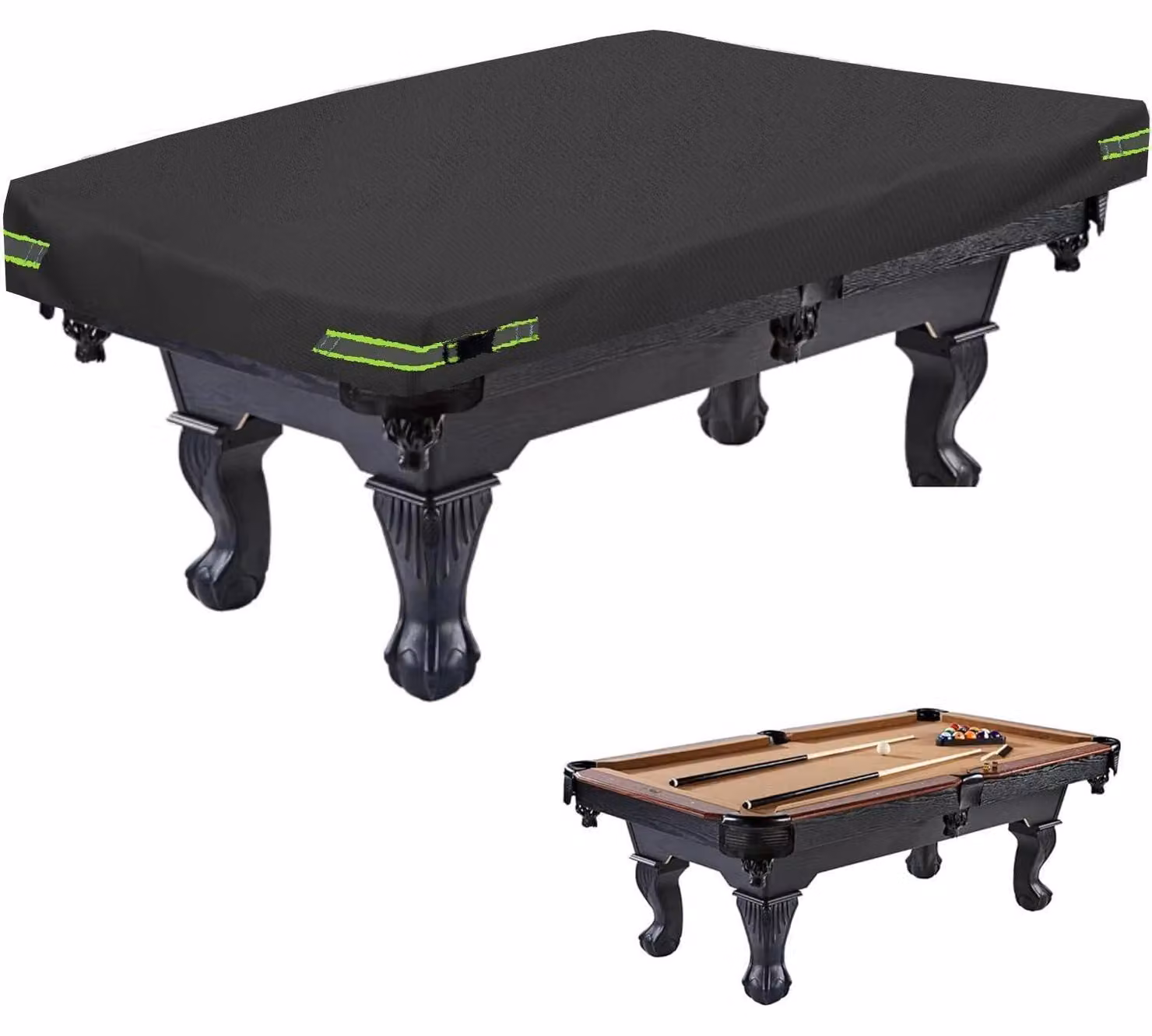 Copertura impermeabile, antipolvere e resistente al vento per tavolo da biliardo, realizzata in tessuto Oxford nero, dimensioni 254x142x20 cm