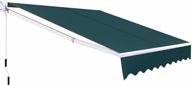 Tenda da sole avvolgibile da esterno COSTWAY con bracci estensibili, telaio in alluminio e tessuto in poliestere impermeabile, colore verde, L 245 cm x P 200 cm