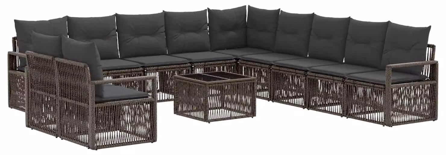 Set Divano da Giardino 12 pcs Grigio polyrattan