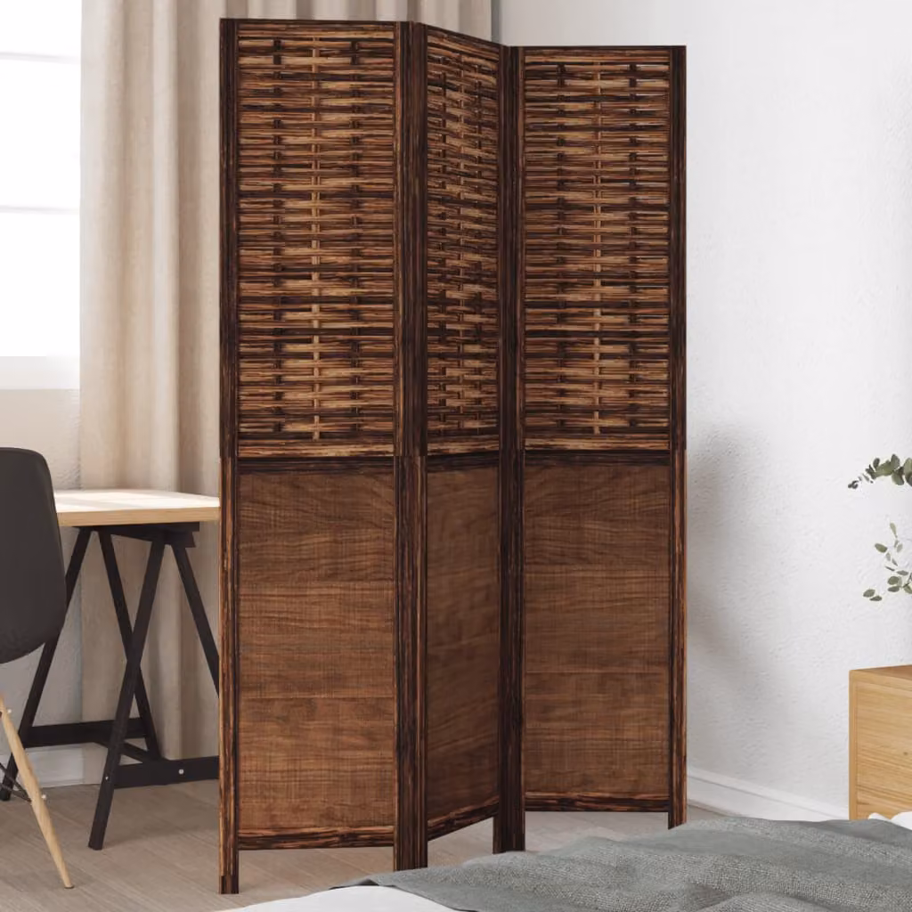 Divisorio Ambienti vidaXL in Legno di Paulownia e Bamboo, 3 Pannelli, Marrone, H: 180 cm x L: 105 cm