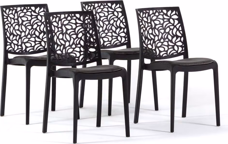 Set di 4 sedie in polipropilene con rinforzo in fibra di vetro e seduta imbottita in velluto - sedie robuste, eleganti e confortevoli, impilabili e resistenti, ideali per cucine,da pranzo, bar e ristoranti - design moderno - ANNA SOFT - antracite/grigio s