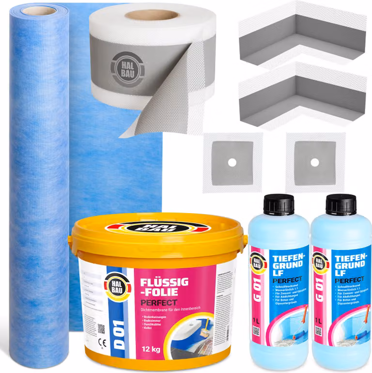 Kit di sigillatura liquido, 12 kg. Include: nastro sigillante, angolari, guarnizioni, membrana sigillante, primer H35