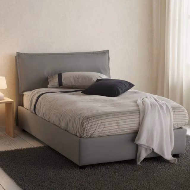 Letto Attinia Talamo Italia con Materasso Incluso, Base a Alzata, Grigio, L/P/H: 120 x 200 x 35 cm – 1