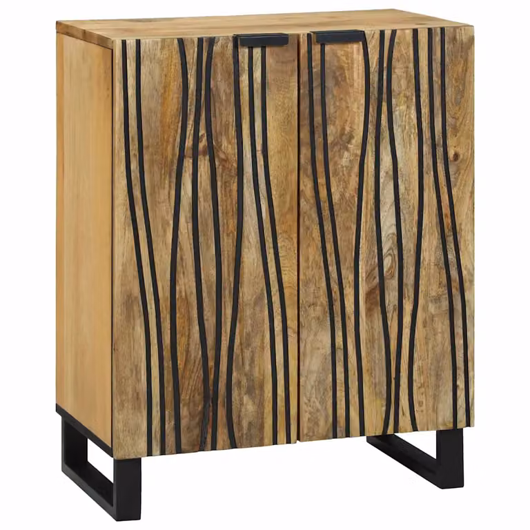 Credenza in legno di mango massello vidaXL Naturale Marrone L: 60 cm, P: 33,5 cm, H: 75 cm