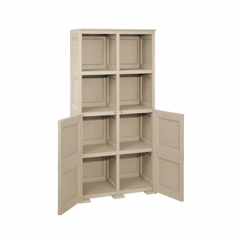 Armadio contenitore Tontarelli con 2 moduli e ante a battente, design classico effetto legno beige, L: 79 cm, P: 43 cm, H: 164 cm – 2